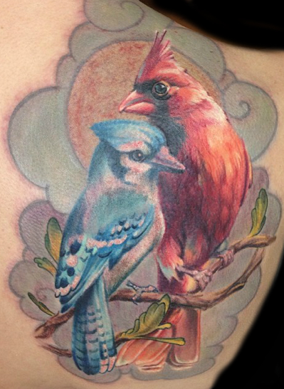 Cardinal And Blue Jay Tattoo By Lalo Yunda Tattoonow 6474